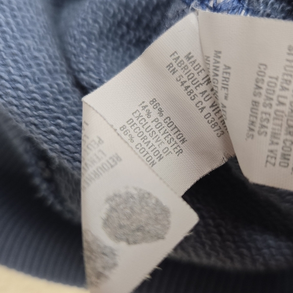Aerie Blue Button Pullover Sweatshirt Women XL - Picture 7 of 8